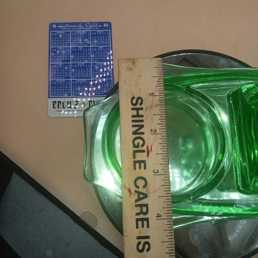 VTG CAMBRIDGE Decagon Uranium glass Cream & Sugar caddy